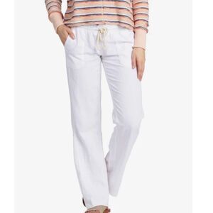 Roxy Women's XS Flared Wide-Leg Pants White Casual Summer linen blend
